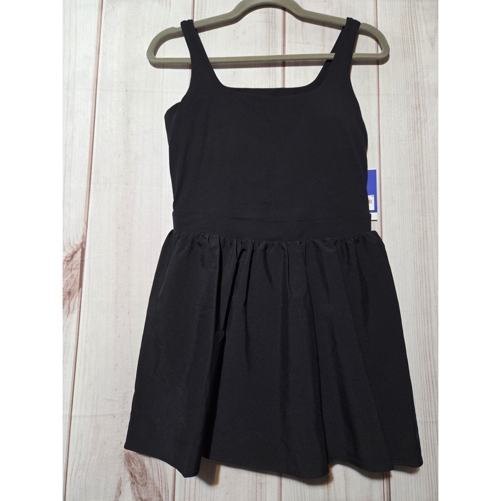 JoyLab Womens Active Dress Black Built-in Shorts Square Neck Cutout Back Small
